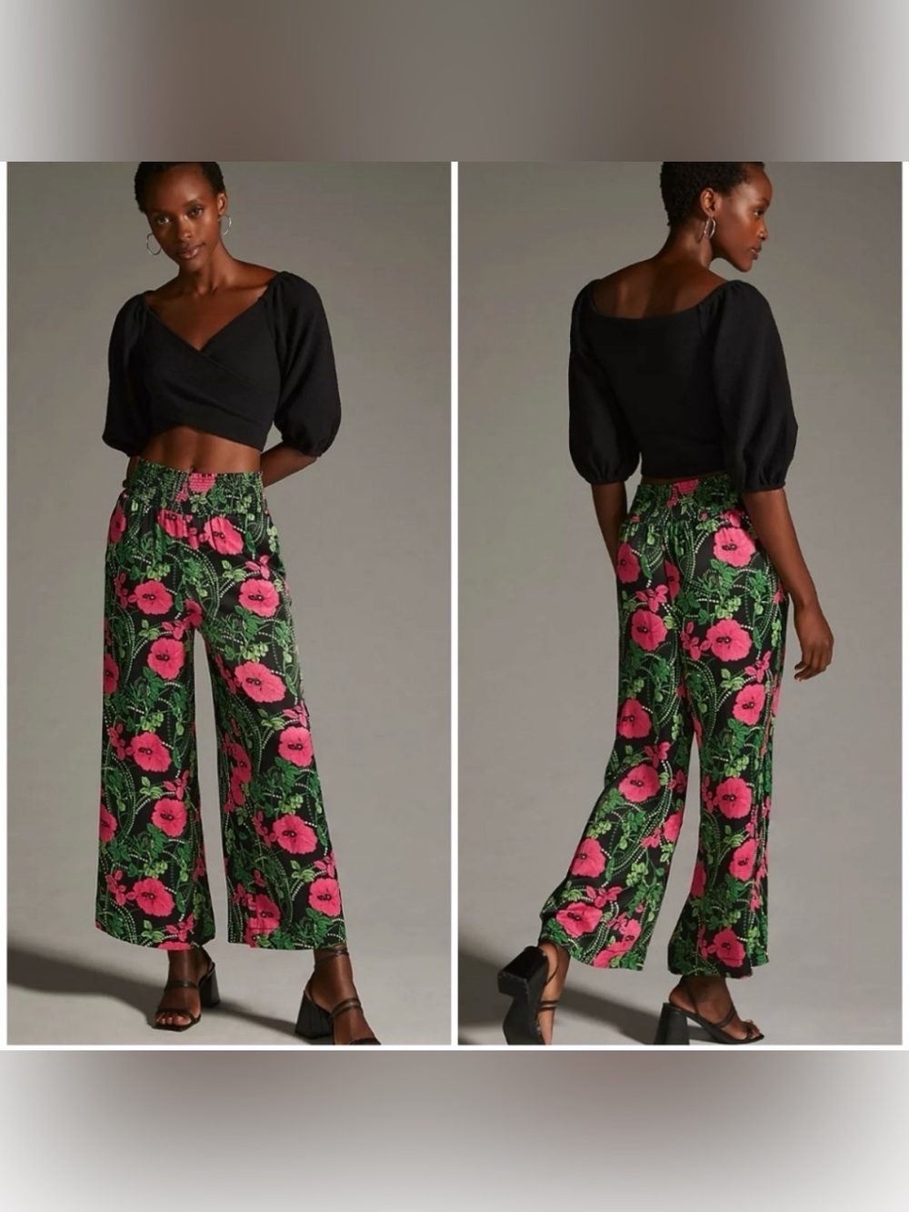 Anthropologie  Maeve The Saria Smocked Wide-Leg Pants size M